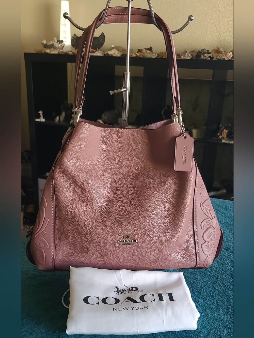 Coach Edie Shoulder Bag 31 with Tea Rose Tooling in a dusty rose